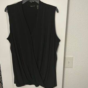 G.I.L.I. Sleeveless Surplice Crossover Front Top in Black